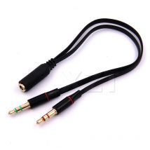 3,5-mm-Klinkenstecker, 1 Buchse auf 2 Stecker, Kopfhörer-Stereo-Audiokabel, Mikrofon-Y-Splitter-Adapter, verbunden für Kopfhörer, Laptop, PC