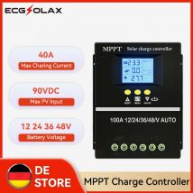 ECGSOLAX 80A 100A MPPT Regolatore di carica solare 12V 24V 36V 48V Auto con doppio USB Regolatore del pannello solare Regolatore di carica 100A