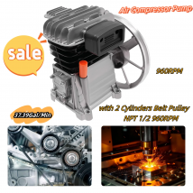 Testa della pompa del compressore d'aria Testa del compressore a pistone del compressore d'aria con 2 cilindri con puleggia a cinghia NPT 1/2 960 giri/min