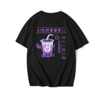 Sommer Frauen Baumwolle T-Shirts Cartoon Milch tee Getränk Druck Kurzarm T-Shirts O-Ausschnitt lose Tops Straße lässig weibliche Kleidung