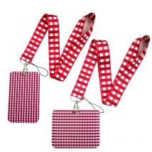 Simple Red Lattice Key lanyard Car KeyChain ID Card Pass Gym Mobile Phone Badge Kids Key Ring Holder Jewelry Decorations