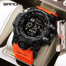 SANDA Trendy Mode Elektronische Männer Uhren Im Freien Wasserdichte Sport Uhr Luxus Military Mann Armbanduhr Männliche Digitale Uhr