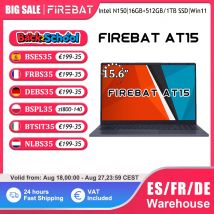 Firebat Laptop AT15 15,6 pulgadas Intel N150 DDR4 16GB RAM 512GB 1TB SSD 1920*1080 Windows 11 Notebook retroiluminado teclado numérico integrado