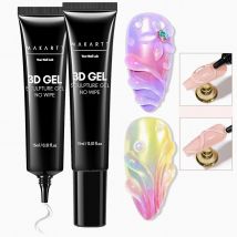 Makartt Gel 3D - Colla per unghie gel per scolpire nail art 15g Smalto gel trasparente senza salviette per disegni per unghie Disegno per nail art fai da te, stampaggio
