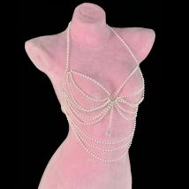 Einfache Temperament Körper Kette Die Lange Quaste Imitation Perle Bh Zubehör Mode Einfache Party Top Kette Für Dame