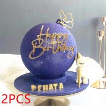 Ins einfachen Stil alles Gute zum Geburtstag Kuchen Topper Gold Silber Acryl Kinder Party Geschenk Cupcake Topper Baby Dusche Dessert Dekoration