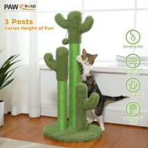 Tiragraffi per gatti con cactus per gatti da interno Tiragraffi per gatti alti con 3 tiragraffi in sisal Giocattoli interattivi per gatti con palla pendente