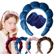 Vintage Samt Wolke Haarreifen für Frauen Mädchen Schwamm Stirnband Waschen Gesicht Armband Set Spa Badezimmer Zubehör