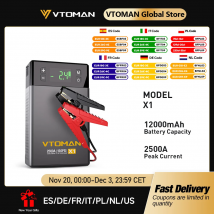 VTOMAN Car Jump Starter Accumulatori e caricabatterie di riserva portatili con compressore d'aria 150 PSI Dispositivo di avviamento per auto per benzina Diesel 8.5L/6.0L
