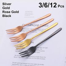 Gold Obst Gabel Edelstahl Kaffee Tee Gabel Set Eis Kuchen Dessert Mini Gabeln Party Besteck 3/6/12 Stücke Schwarz Besteck