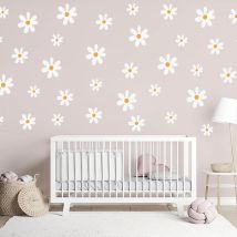 White Daisy Flower adesivi murali in PVC camera dei bambini casa soggiorno decalcomanie da parete fai da te Baby Nursery Room Decoration Window Sticker
