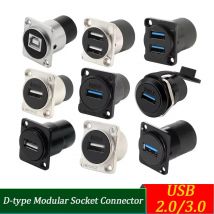 Connettore presa modulare USB tipo D Installazione cavo dati USB 2.0/3.0 Cabinet a 86 pannelli Adattatore di aggancio a doppio passaggio senza saldatura