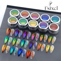 FSIXCL Nail Chrome Powder Chameleon Glitter Color Shift Effect for Manicure Decoration Metallic Mirror Iridescent Pigment Dust
