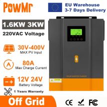 PowMr 1600W 3000W Inverter solare ibrido 12V 24V 220V Inverter a onda sinusoidale pura 1.6KW 3KW con controller caricatore solare MPPT 80A