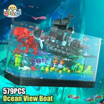 579 Stück Aquarium Bausteine kreative Meerblick Boot Eisberg Montage Modell Ziegel mit leichten Kinderspiel zeug Geschenke