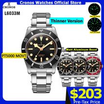 Reloj Cronos de Lujo para Hombre, 37 mm, Diver BB54, Vintage, Automático, con Eslabones de Acero, Cristal de Zafiro, 20 Bar, L6033