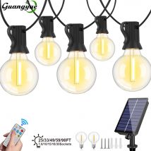 Guirnalda de Luces Solares G40 para Exteriores, Luces LED Solares de 24V, Luces Colgantes Impermeables para Jardín, Patio Trasero, Cafetería