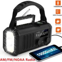 Awaryjne radio pogodowe 10000mAh Solar Hand Crank Przenośne AM/FM/NOAA z latarką i lampką do czytania SOS do domu i na zewnątrz