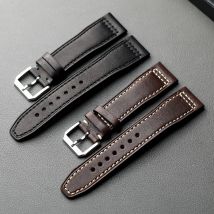 Handmade top layer cowhide strap, 20MM 21MM 22MM, brown black soft men's leather strap, suitable for retro style pilots watchban