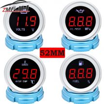 Misuratore di temperatura dell'acqua da 52 mm Misuratore digitale per auto Display a LED Indicatore di livello del carburante Voltmetro Manometro dell'olio con funzione di allarme