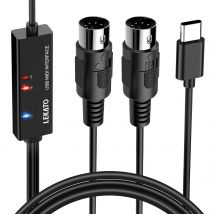 Lekato Midi zu USB C Typ C Kabel USB Midi Konverter mit Kontrollleuchte für Musik Tastatur Klavier PC Laptop Schnittstelle 6,5 Fuß