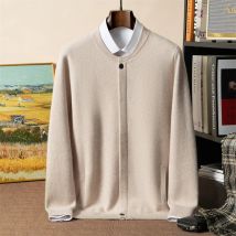 Pullover aus 100 % Kaschmir, Herren-Strickjacke, verdickte Oberbekleidung, lockerer Strickpullover, lässig, einfarbig, Rundhalsausschnitt, Basispullover