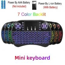 Mini tastiera I8 retroilluminata colorata con touchpad, telecomando inglese, mouse wireless 2.4Ghz per laptop, TV Box, touchpad.