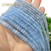 2x4 4x6 5x8mm Abakus Aquamarin Chalcedon Naturstein Rondelle Spacer Perlen für Schmuck herstellung DIY Armband Zubehör 15''