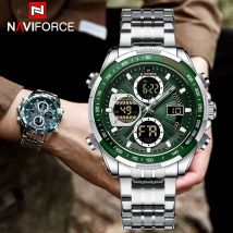 NAVIFORCE 2024 Neue Mode Uhren für Männer Analog Digital 3ATM Wasserdichte Edelstahl Armbanduhr LED Leuchtende Männliche Uhr