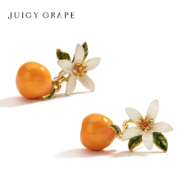 Juicy Grape Orange Drop Earrings Summer Fruit Dangle Earrings Handmade 925 Silver Needle Versatile Bohemian Gift for Women