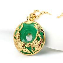 Natürliche grüne Hetian Jade Anhänger Glück Drache Phönix Halskette chinesische Jadeit Amulett Mode Charme Schmuck Geschenke