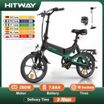 16 bici elettrica HITWAY W/36V pedale elettrico pieghevole assistenza con batteria 7.8ah, senza acceleratore, per adolescenti