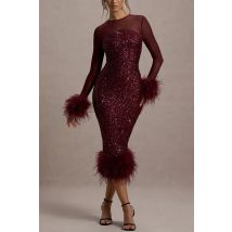 2025 Autumn And Winter Elegant Party Dinner Dress Fashionable Shiny Mesh Splicing Long-sleeved Plush Decorative Slim Long Skirt