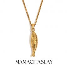 MamacitaSlay Neue Design 39mm Fisch Anhänger Y-Förmigen Schlüsselbein Halskette Edelstahl Zubehör Frau Luxus Qualität Schmuck