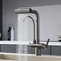 Rubinetto a cascata 4 modalità Rubinetto da cucina multifunzionale per acqua calda fredda pura Spruzzatore Lavello Rubinetto per lavaggio 360 °   Rotazione