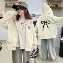 Mädchen Freizeitjacken Sweatshirt-Mäntel Neue Herbst Kinder Schleifenmuster Dünne Reißverschluss-Oberbekleidung Frühling Teenager Sportkleidung 5-14 Jahre