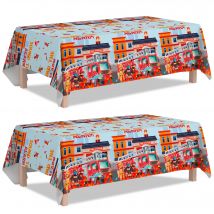 Tovaglia per camion dei pompieri, set di tovaglie per feste da pompiere da 3 pezzi - Tovaglia per compleanno per camion dei pompieri, tovaglia per feste del pompiere