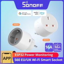 SONOFF S60 EU/UK iPlug Wi-Fi Smart Socket Protezione da sovraccarico Timer Scena intelligente Telecomando tramite eWeLink Alexa Google IFTTT