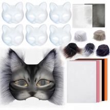Maschere Svintora Maschere per gatti bianchi Maschera di Halloween fai da te vuota Mezze maschere per animali Mascherata per feste cosplay