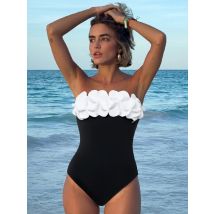 2024 neue sexy Blumen schwarz und weiß Kontrast farbe einteiligen Badeanzug für Frauen Bodysuit Bade bekleidung weibliche Push-up Monokini Bad
