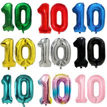 Nummer 10 Ballon 10-stelliger Ballon Zehn blaue Figur Grüner Globus 10. Geburtstag Groß Groß Rot Rosa Golden Schwarz Bunt 32 Zoll