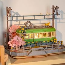 Rolife Sakura Journey Tram Puzzle 3D in Legno con Luci LED, Decorazione per la Casa, Regalo per Adulti, Donne e Ragazze