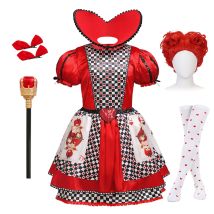 Ragazze Regina di Cuori Cosplay Abito da principessa Paese delle Meraviglie Poker Regina rossa Costume da spettacolo teatrale Bambini Alice Deluxe Abiti