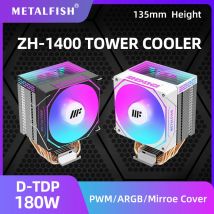 METALFISH ZH1400 CPU Cooler 4 HeatPipes 4PIN PWM Ventola ARGB silenziosa per Intel 1700 1200 115X 1366 2011 AM5 AM4 AM3 x99 x79