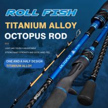 ROLLFISH Punta in titanio Polpo Calamari Canna da pesca 1.75M/5.74FT Azione 8:2 Casting in fibra di carbonio Barca d'acqua salata Jigging Rod