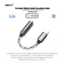 BQEYZ LIN Tipo C a 3,5 mm 4,4 mm Adattatore per cuffie HiFi 32 bit 384 KHz CX31993 Dongle Amplificatore per auricolari DAC compatibile con porte di tipo C