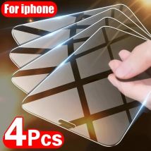 4PCS Tempered Glass for iPhone 11 12 13 14 15 16 17 Pro Max Screen Protector for iPhone 13 12 Mini 16 15 14 Plus XR X/XS Glass