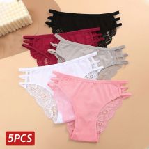 5 Teile/satz Frauen Floral Spitze Höschen Sexy Low Rise Briefs Weiche Unterhose für Weibliche Aushöhlen Elastische Atmungsaktive Dessous S-XL