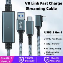 USB3.2 Gen1 VR Link Streaming Datenkabel für Meta Quest 2 3 3S/PICO Neo 3/PICO 4 Quick Charge 9V 2A Kabel 5 Gbit/s USB-C Datenkabel