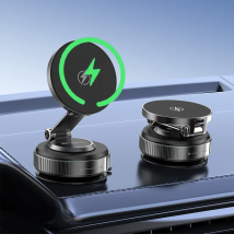 Magnetic Wireless Charger Holder Vacuum Phone Stand for Magsafe iPhone 16-12 Pro Max 360° Adjustable Suction Cup Car Dashboard